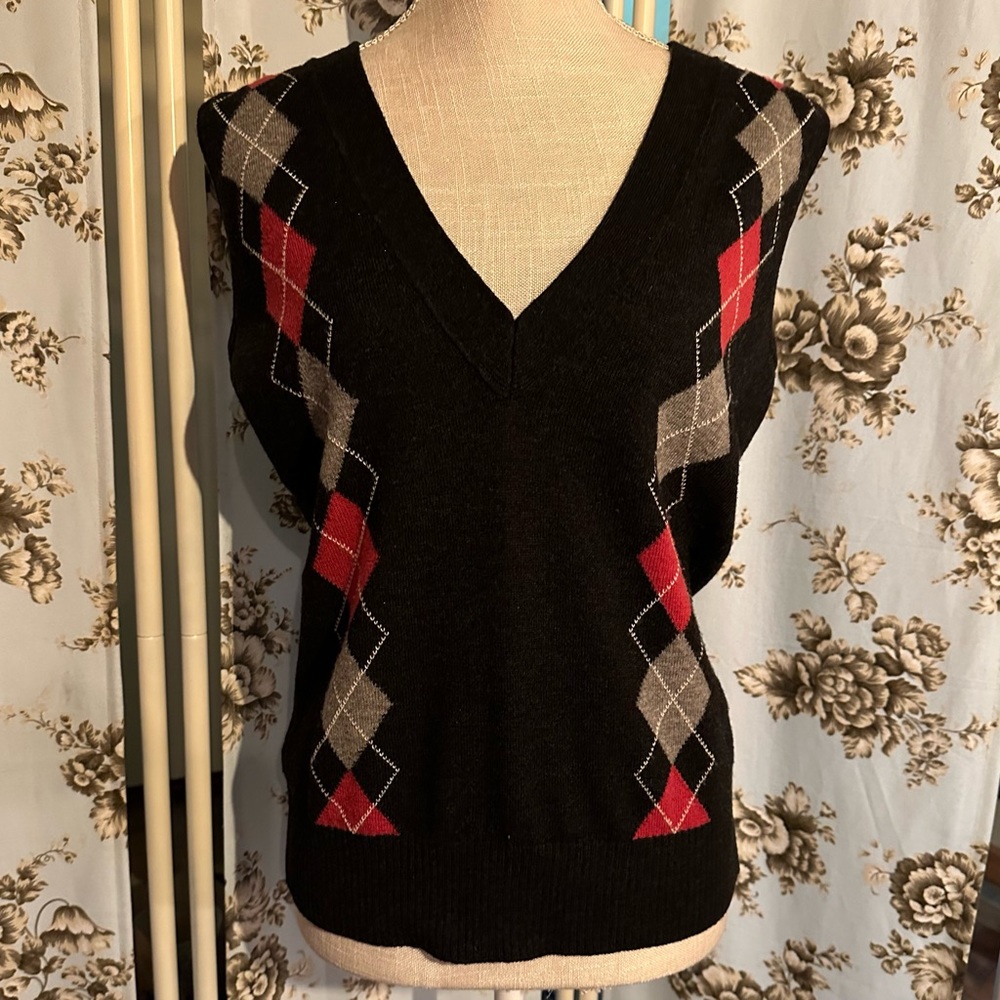 Pre Loved CAbi  Lamb's Wool Argyle Vest